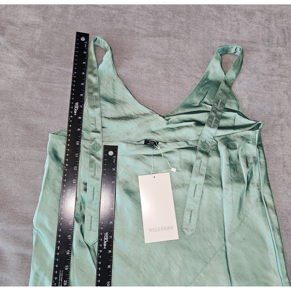 Wildfang The Empower Adjustable satin slip dress in sage size SMALL NWT - Picture 16 of 16